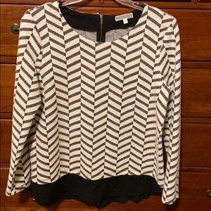Women’s shirt herringbone black and white